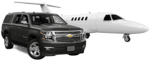 Photo silhouette of an SUV and small airplane