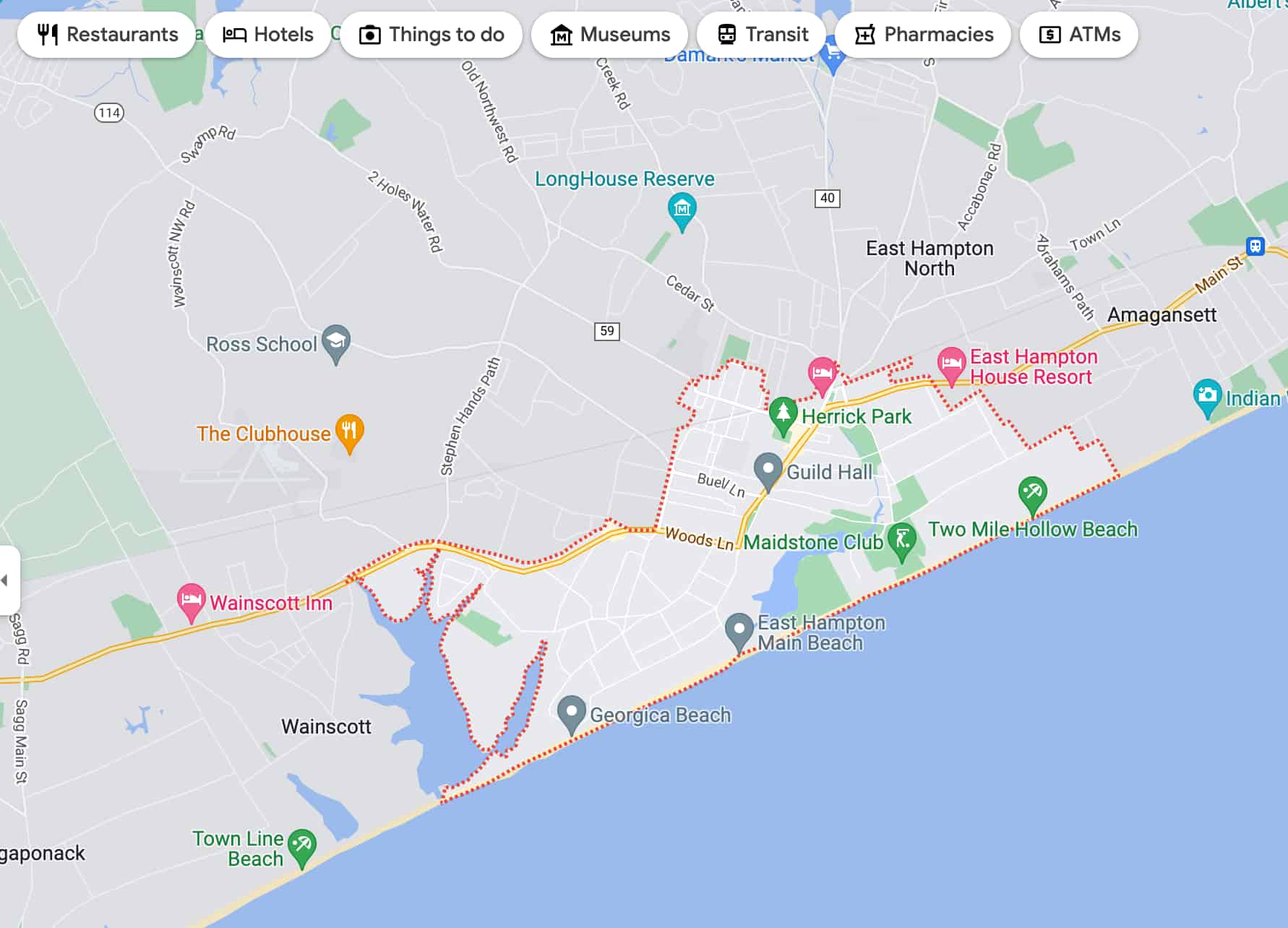 Map of East Hampton, NY